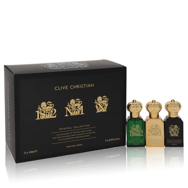 Clive Christian X Gift Set -- Travel Set Includes Clive Christian 1872 Feminine, Clive Christian No 1 Feminine, Clive Christian X Feminine all in .34 oz Pure Perfume Sprays 3 clive christian x by clive christian p556255