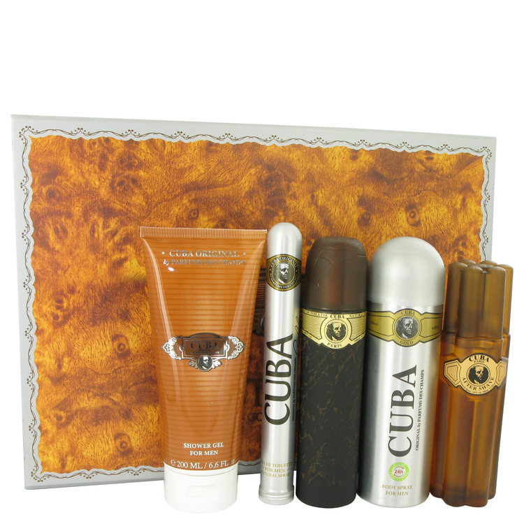 Cuba Gold Gift Set - 3.3 oz (100ml) Eau De Toilette Spray + 3.3 oz (100ml) After Shave Spray + 6.7 oz (200ml) Body Deodorant Spray + 6.7 oz (200ml) Shower Gel +1.17 oz EDT Spray 6 cuba gold by fragluxe p489293