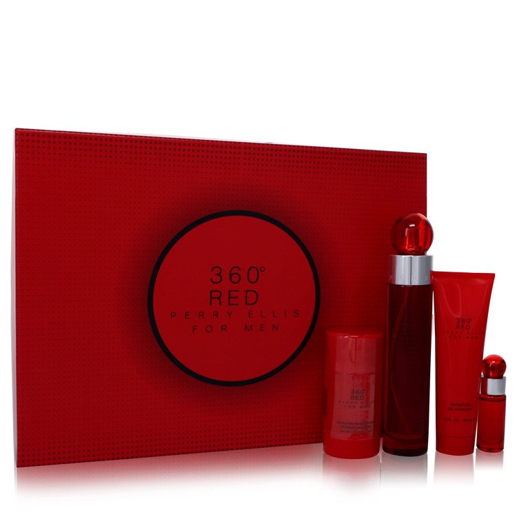 Perry Ellis 360 Red Gift Set - 3.4 oz (100ml) Eau De Toilette Spray + 2.75 Deodorant Stick + 3 oz (90ml) Shower Gel + 0.25 Mini EDT Spray 6 perry ellis 360 red by perry ellis p554120