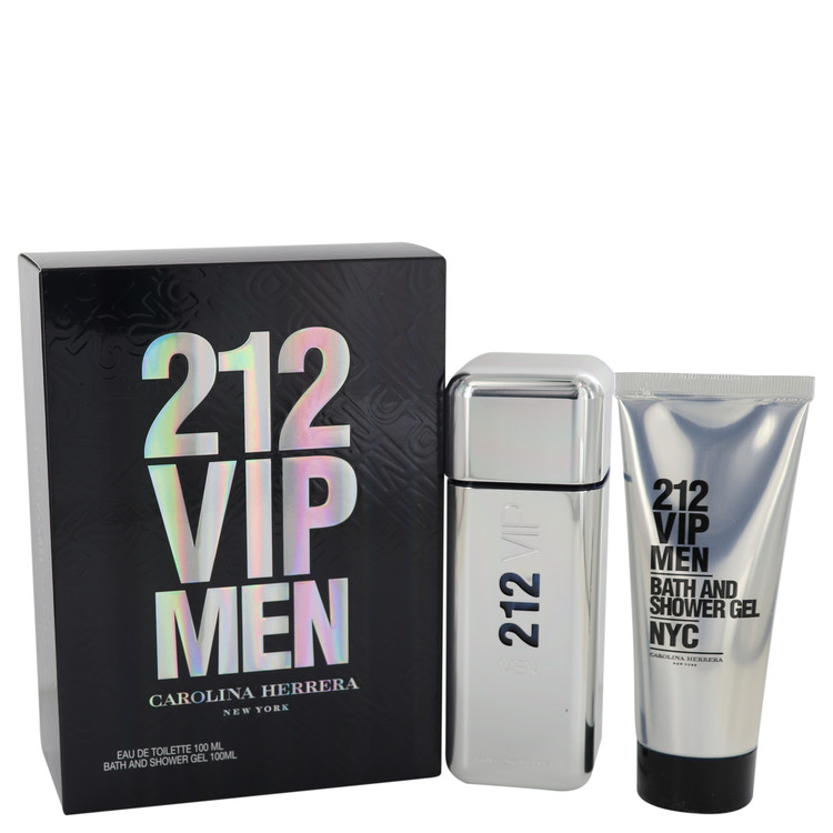 212 Vip Men Gift Set: 3.4 oz (100 ml) Eau De Toilette Spray + 3.4 oz (100 ml) Shower Gel by Carolina Herrera
