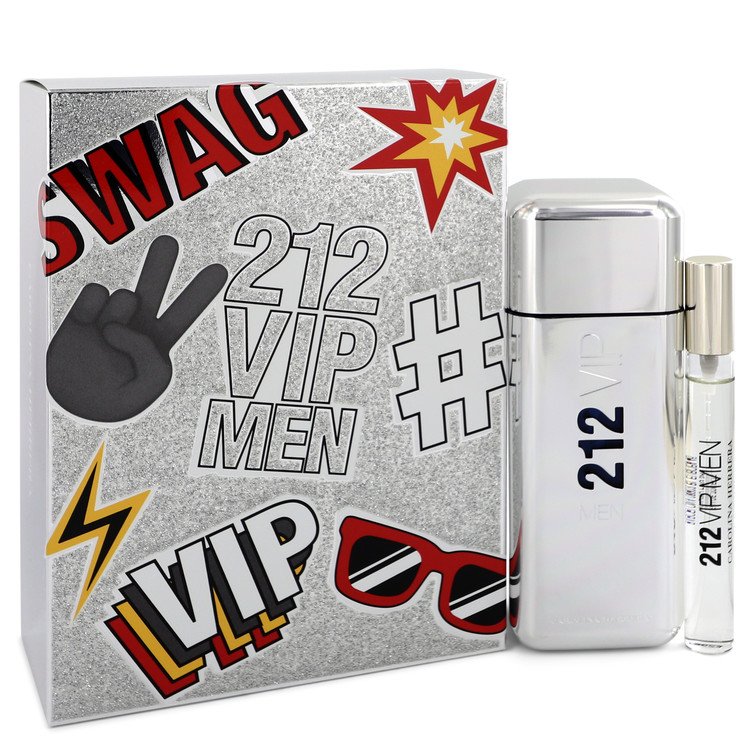 212 Vip Men Gift Set: 3.4 oz (100 ml) Eau De Toilette Spray + .34 oz Mini EDT Spray by Carolina Herrera