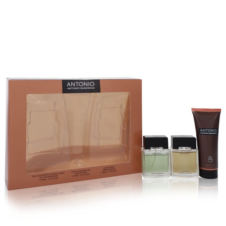 Antonio Men Gift Set: 1 oz (30 ml) Eau De Toilette Spray + 1 oz (30 ml) After Shave + 2.5 oz (75 ml) Bath & Shower Gel by Antonio Banderas