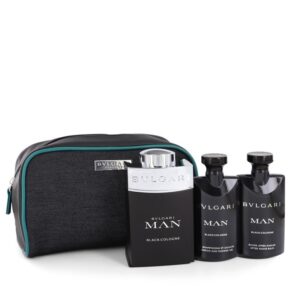 Bvlgari Man Black Cologne Men Gift Set: 3.4 oz (100 ml) Eau De Toilette Spray + 2.5 oz (75 ml) After Shave Balm + 2.5 oz (75 ml) Shower Gel in Pouch by Bvlgari