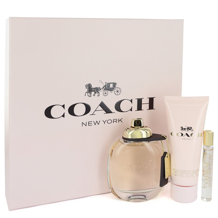 Coach Women Gift Set: 3 oz (90 ml) Eau De Parfum Spray + .25 oz Mini EDP Spray + 3.3 oz (100 ml) Body Lotion by Coach