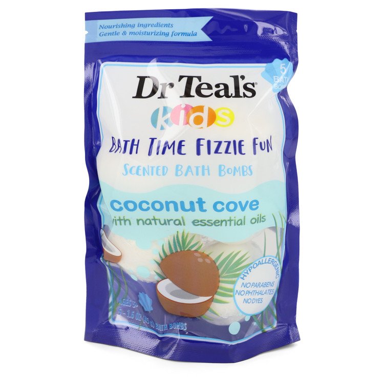 Dr Teal's Ultra Moisturizing Bath Bombs Men Five (5) 1.6 oz (50 ml) Kids Bath Time Fizzie Fun Scented Bath Bombs Coconut Cove with Natural Essential Oils (Unisex) 1.6 oz (50 ml) by Dr Teal's