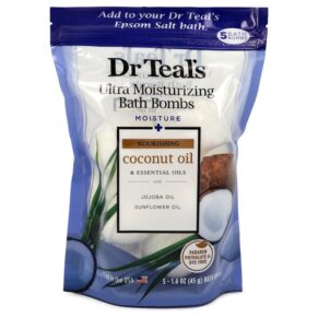 Dr Teal's Ultra Moisturizing Bath Bombs Men Five (5) 1.6 oz (50 ml) Moisture Rejuvinating Bath Bombs with Coconut oil