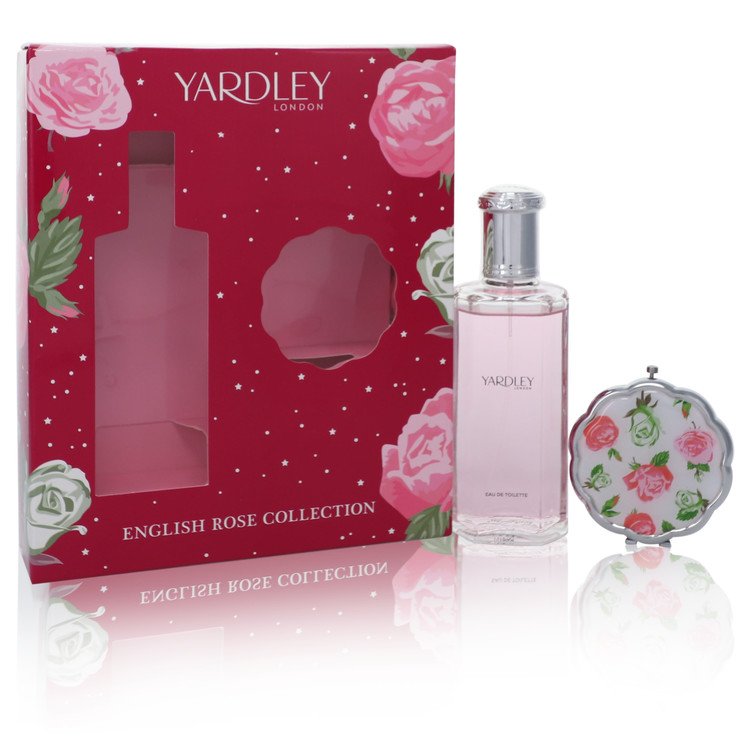 English Rose Yardley Women Gift Set: 4.2 oz (125 ml) Eau De Toilette Spray + Compact Mirror by Yardley London