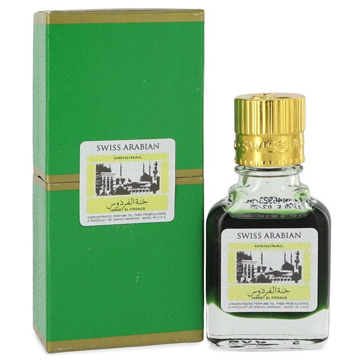 Jannet El Firdaus Men Concentrated Perfume Oil Free From Alcohol (Unisex Green Attar) .30 oz by Swiss Arabian