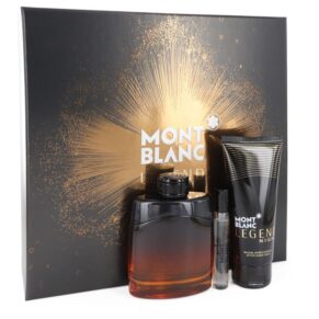 Montblanc Legend Night Men Gift Set: 3.3 oz (100 ml) Eau De Parfum Spray +.25 oz Mini EDP Spray + 3.3 oz (100 ml) After Shave Balm by Mont Blanc