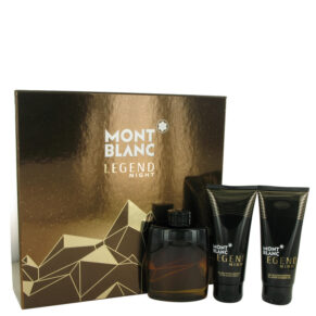 Montblanc Legend Night Men Gift Set: 3.3 oz (100 ml) Eau De Parfum Spray + 3.3 oz (100 ml) After Shave Balm + 3.3 oz (100 ml) Shower Gel by Mont Blanc