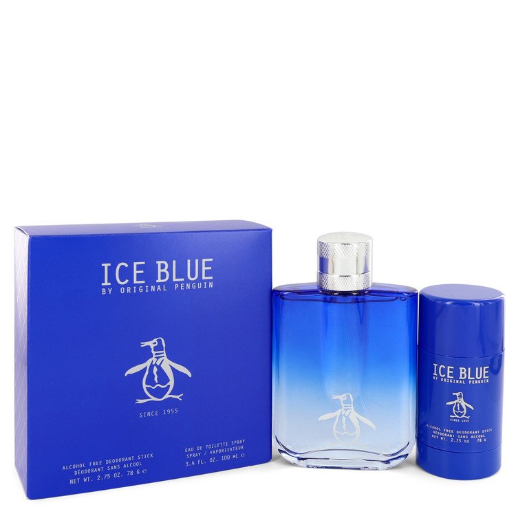 Original Penguin Ice Blue Men Gift Set: 3.4 oz (100 ml) Eau De Toilette Spray + 2.75 oz Deodorant Stick by Original Penguin