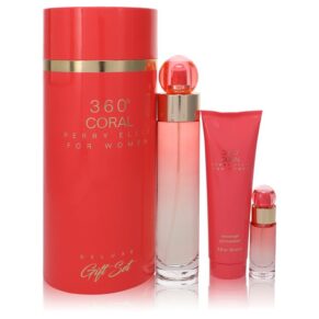 Perry Ellis 360 Coral Women Gift Set: 3.4 oz (100 ml) Eau de Parfum Spray + .25 oz Mini EDP Spray + 3 oz (90 ml) Shower Gel by Perry Ellis