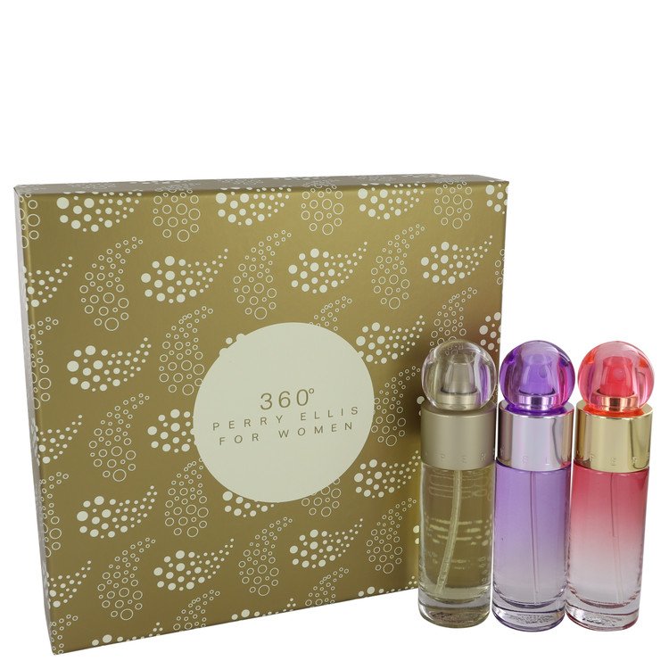 Perry Ellis 360 Women Gift Set: 1 oz (30 ml) Perry Ellis 360 EDT Spray + 1 oz (30 ml) Perry Ellis 360 Coral EDP Spray + 1 oz (30 ml) Perry Ellis 360 Purple EDP Spray by Perry Ellis