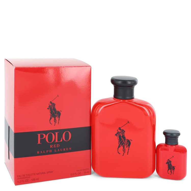Polo Red Men Gift Set: 4.2 oz (125 ml) Eau De Toilette Spray + 0.5 oz Mini EDT by Ralph Lauren
