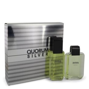 Quorum Silver Men Gift Set: 3.4 oz (100 ml) Eau De Toilette Spray + 3.4 oz (100 ml) After Shave by Puig