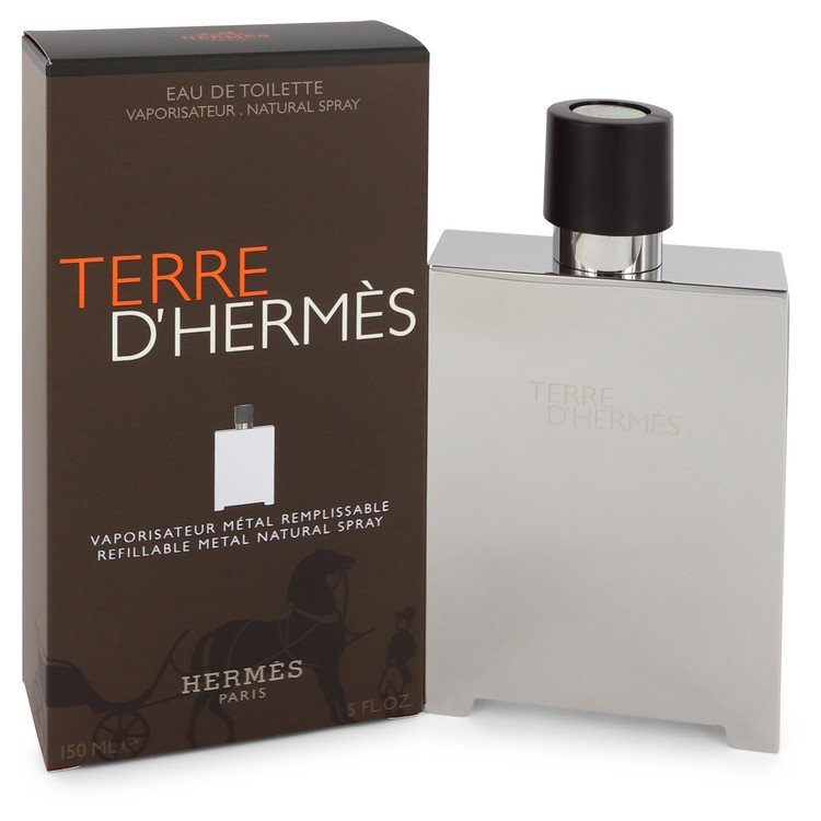 Terre D'Hermes Men Eau De Toilette Spray Refillable (Metal) 5 oz (150 ml) by Hermes